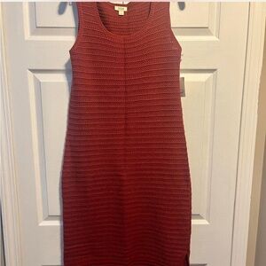 a.n.a Textured Knit Midi Dress in Rich Burnt Orange